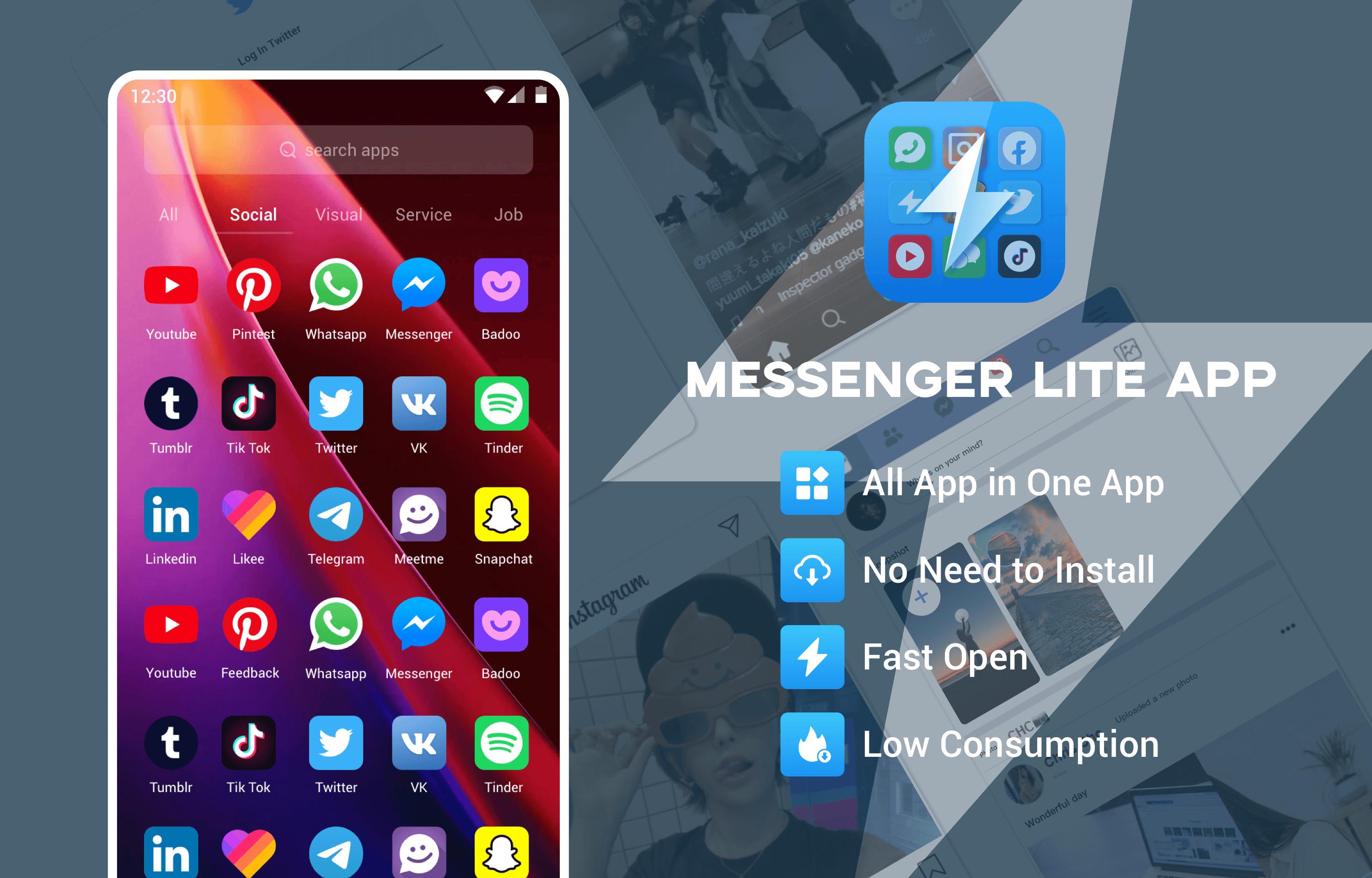 Messenger Lite, Tik Lite, Whats Lite App 1.0.04 Screenshot 1