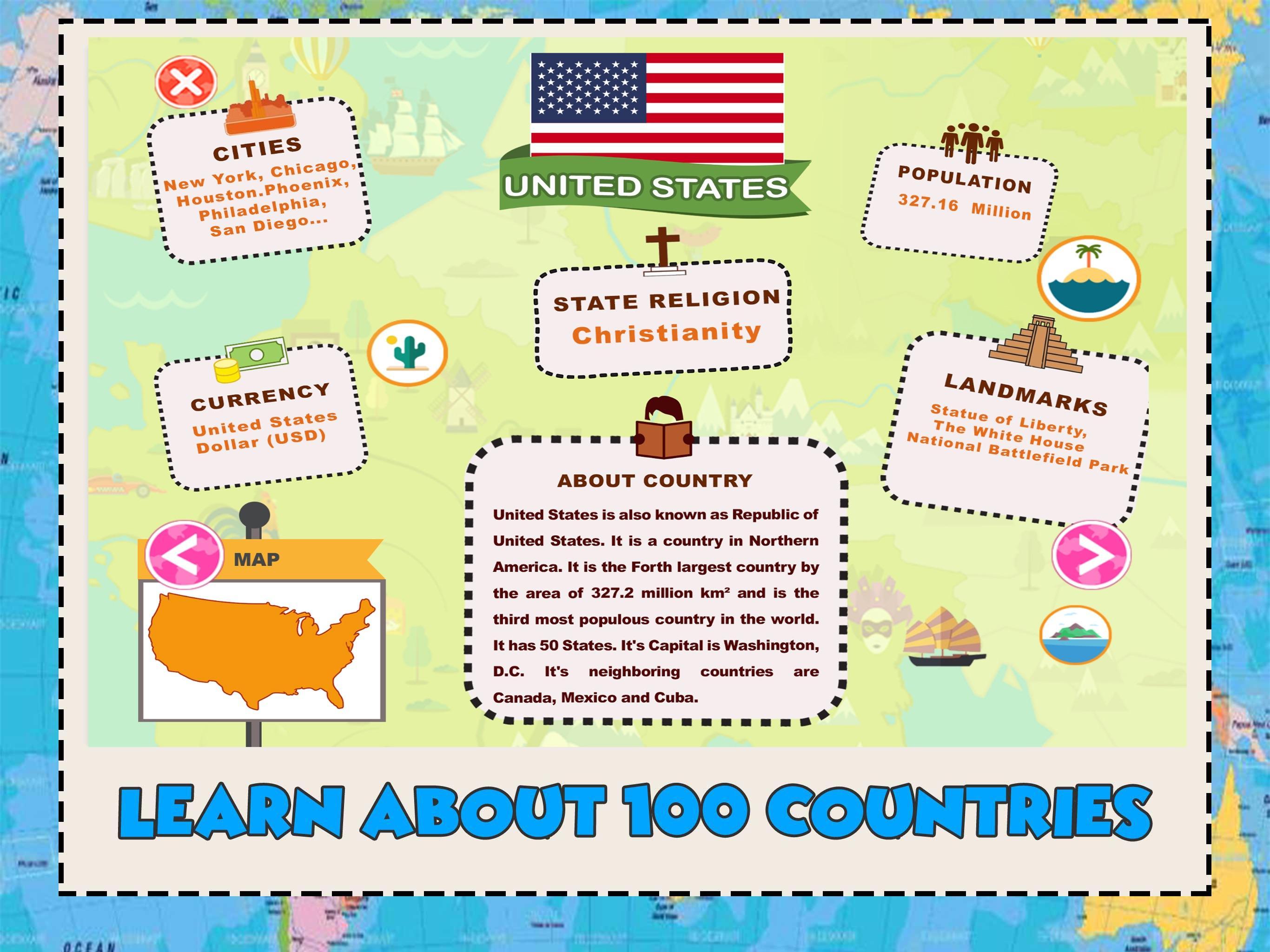 World Geography Games For Kids - Learn Countries 2.5 Screenshot 1