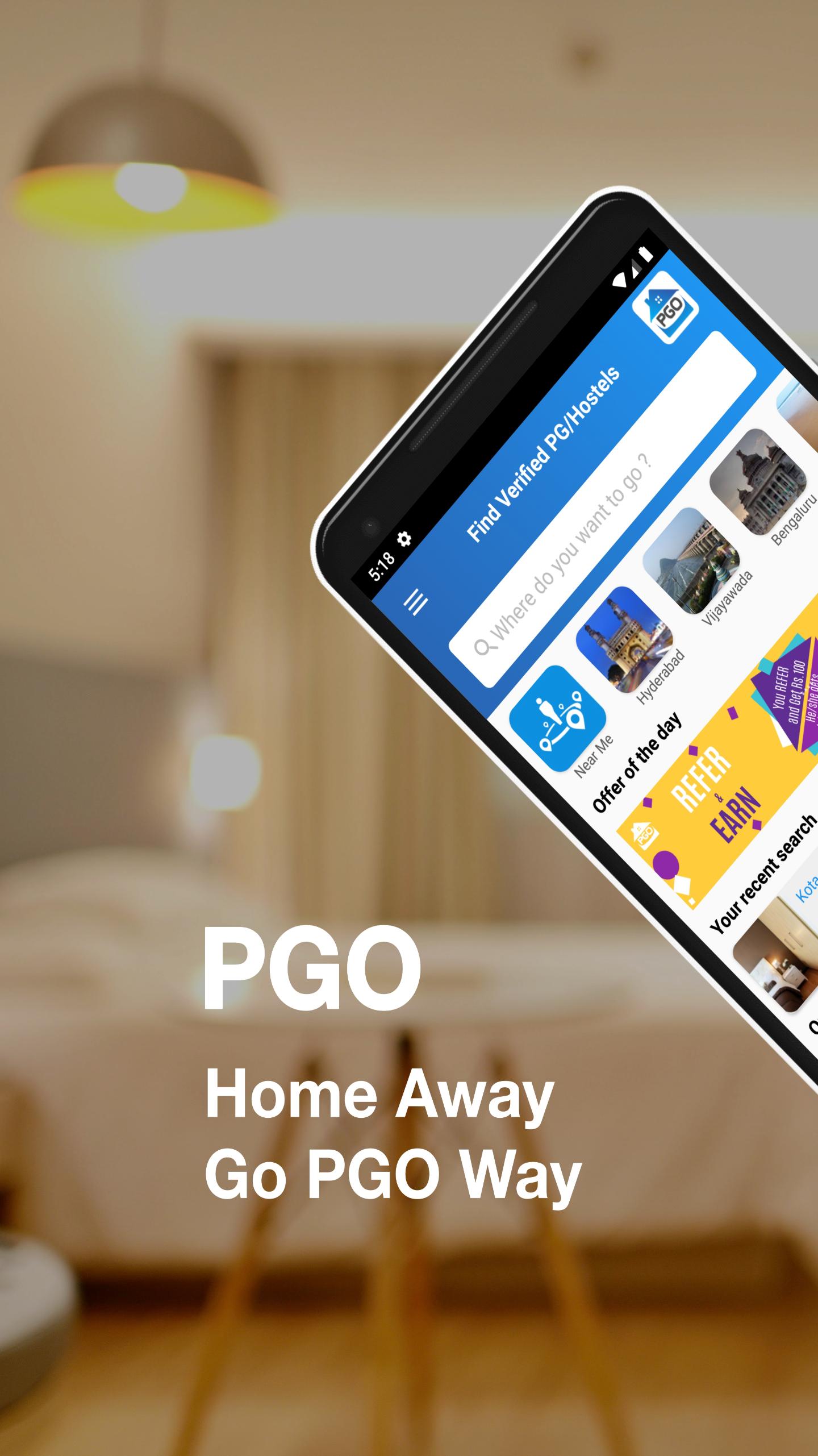PGO Find Best Hostels / PG and Book Instantly 2.20.12.02 Screenshot 1