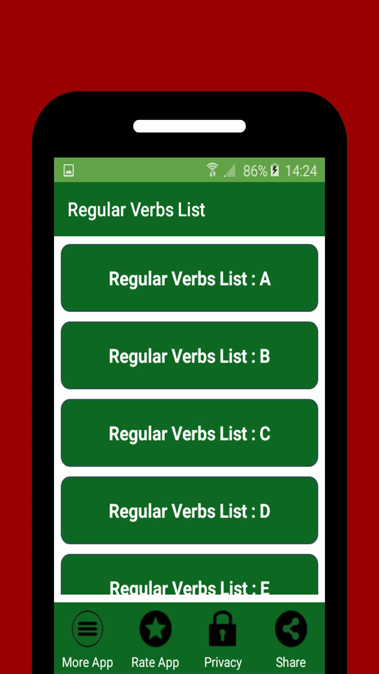 English Regular Verbs List 1.4 Screenshot 2
