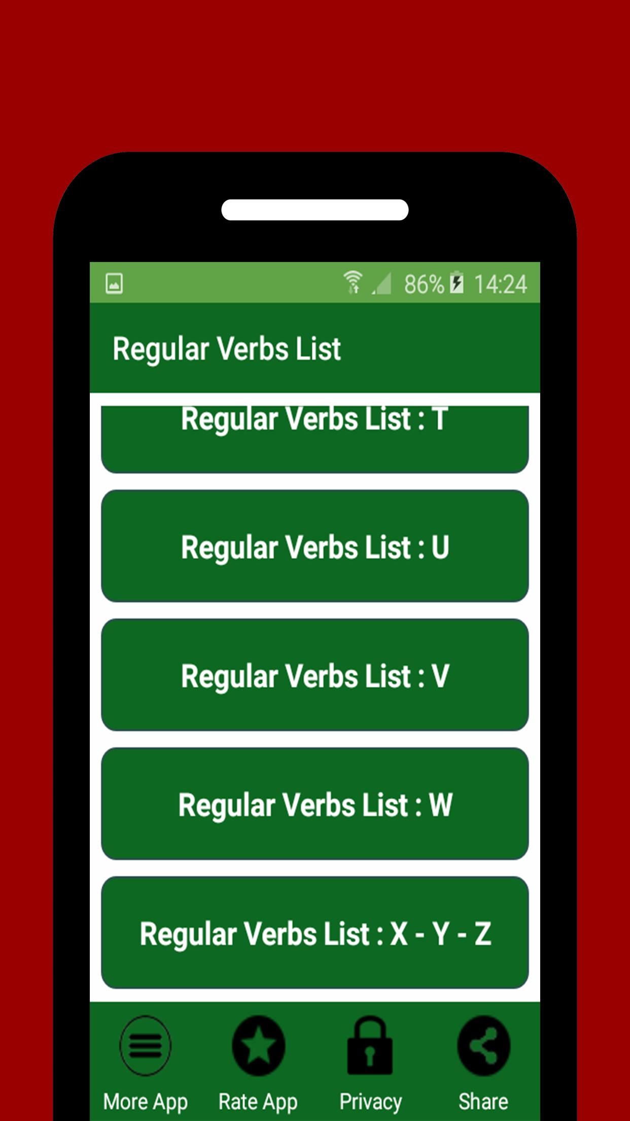 English Regular Verbs List 1.4 Screenshot 3