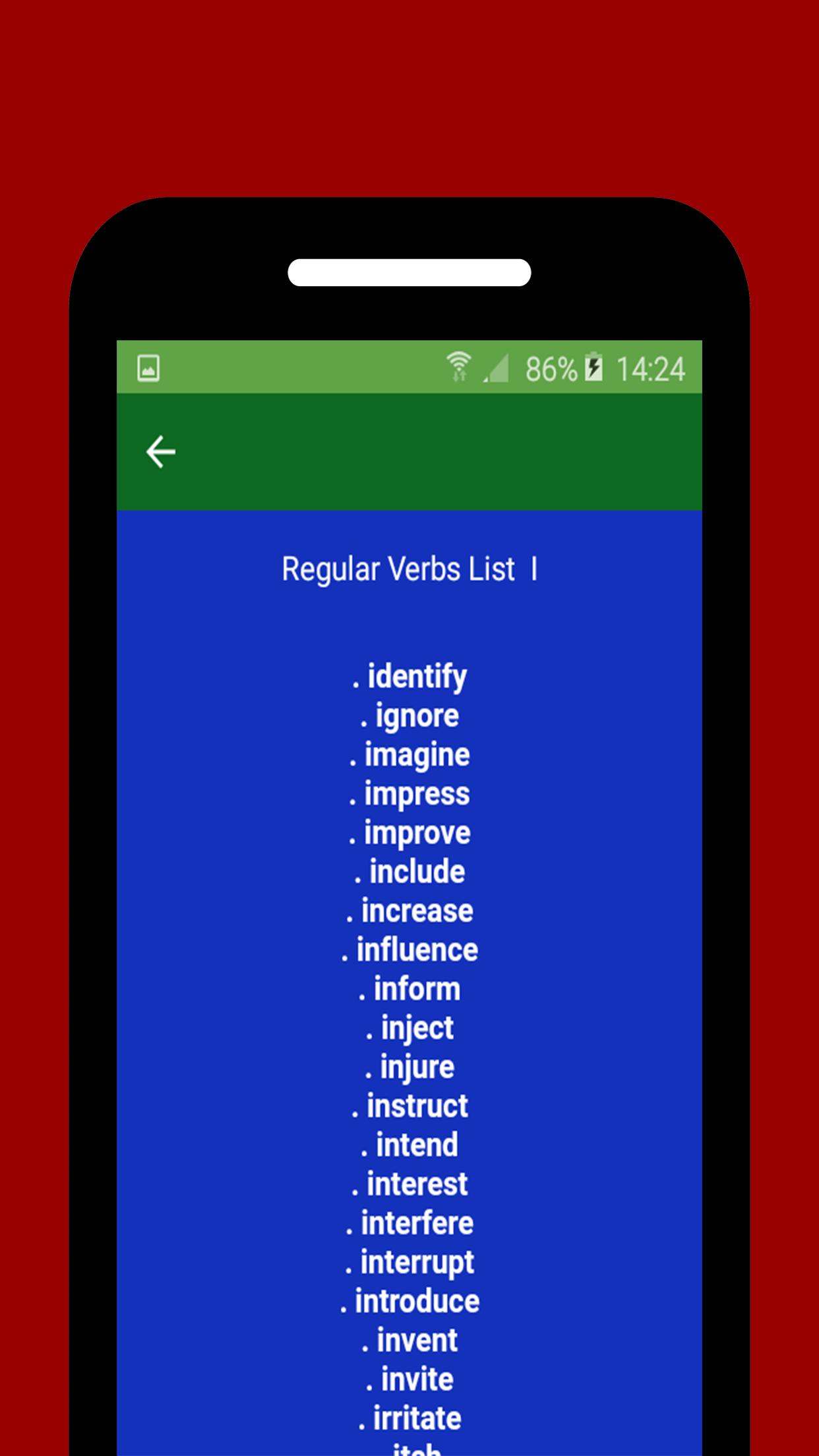 English Regular Verbs List 1.4 Screenshot 5