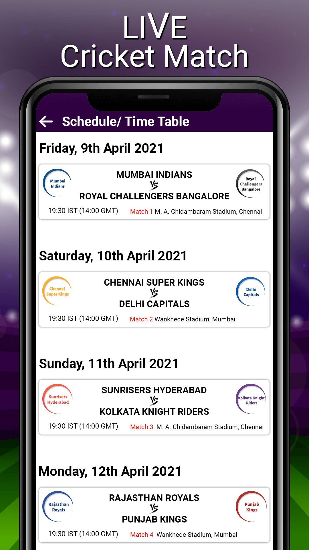 DreamIPL Schedule, Live Scores, Points Table Live 1.2 Screenshot 2