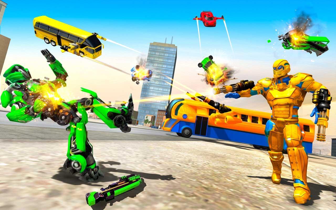 Flying Bus Robot Transform War: Robot Hero Game 1.0 Screenshot 3