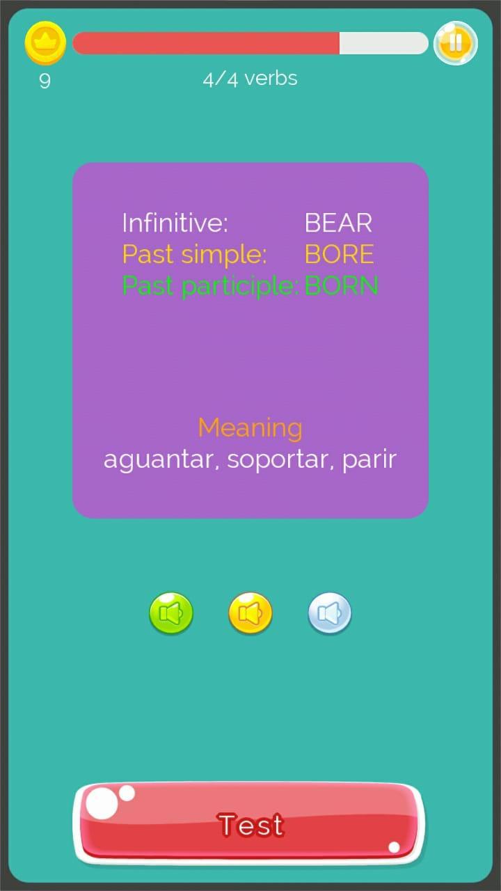 Irregular Verbs English Game 1.324 Screenshot 3