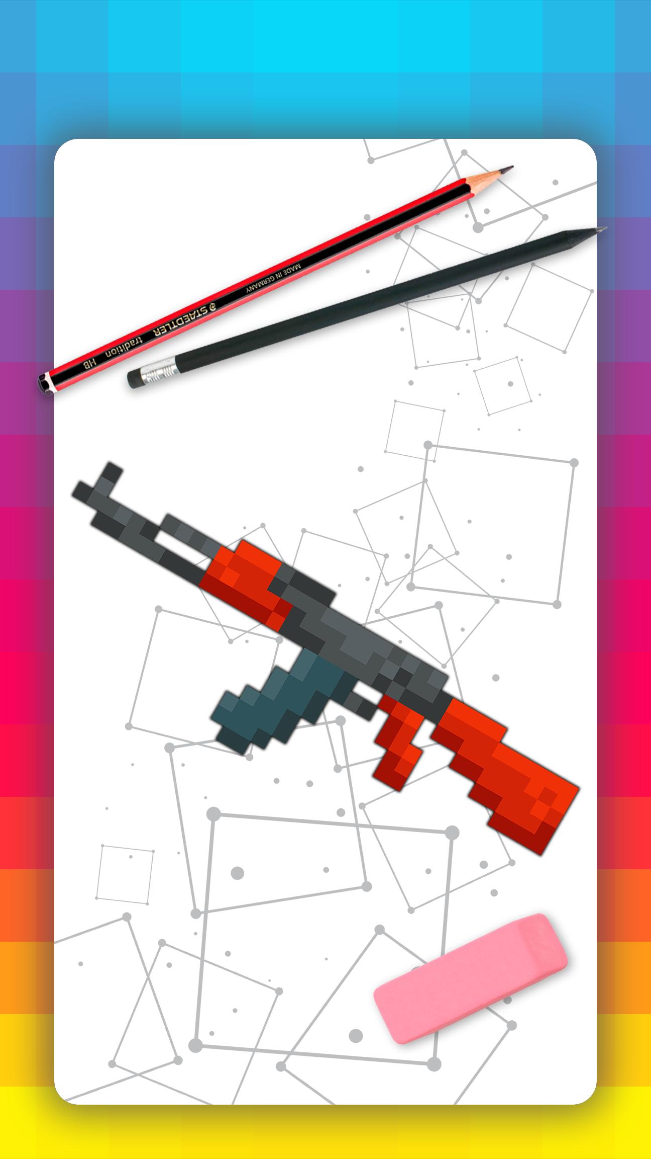 How to draw pixel weapons. Step by step lessons 1.1 Screenshot 1