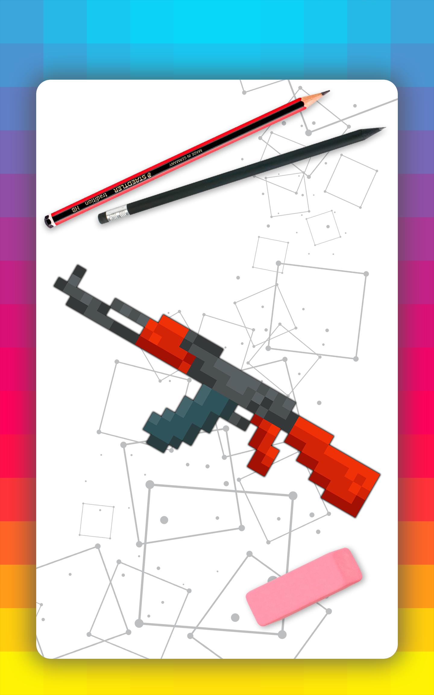 How to draw pixel weapons. Step by step lessons 1.1 Screenshot 12