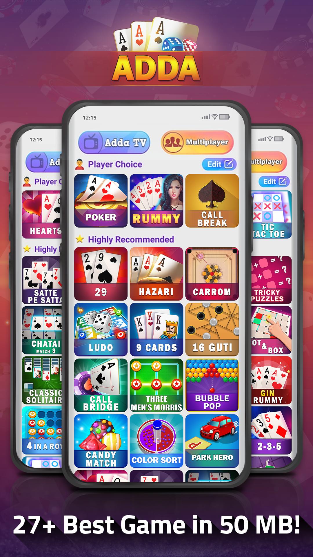 Adda : Rummy , Callbreak ,Solitaire & 29 Card Game 9.02 Screenshot 1