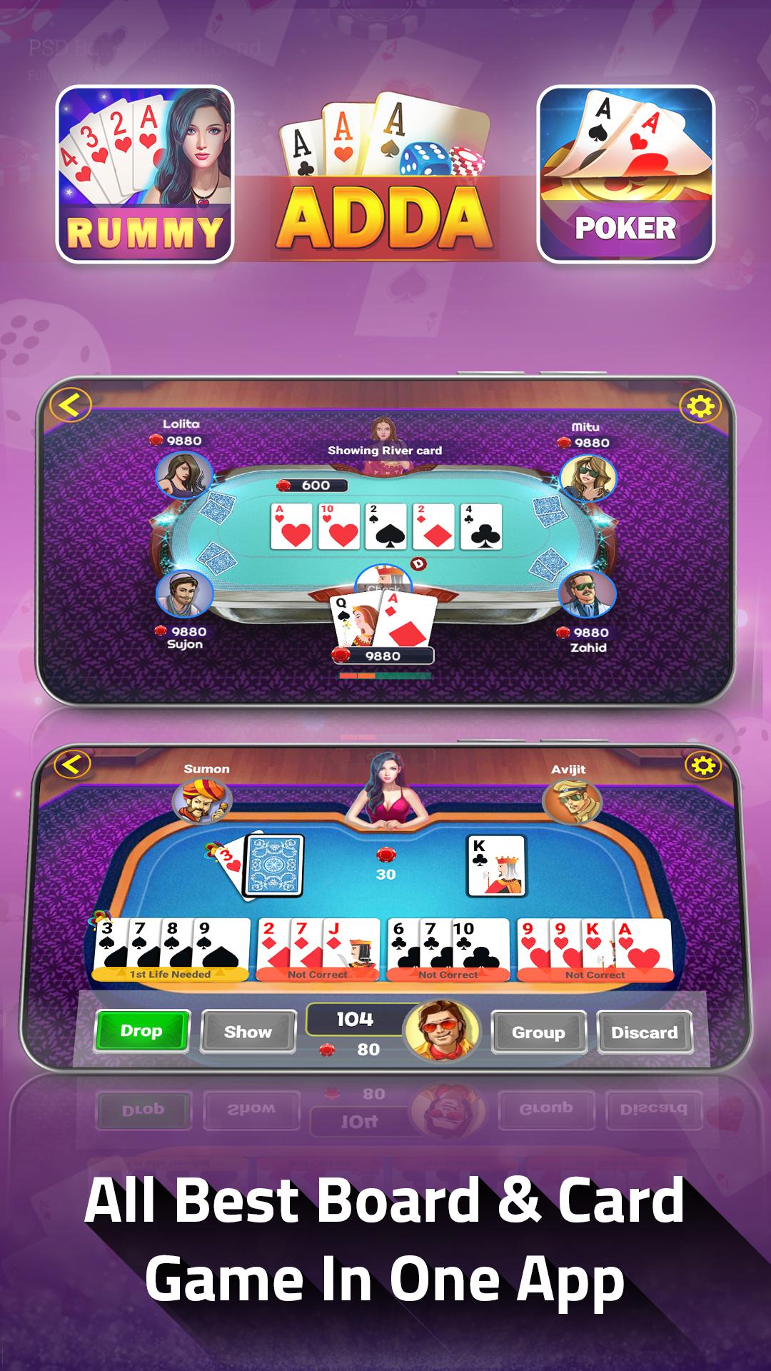 Adda : Rummy , Callbreak ,Solitaire & 29 Card Game 9.02 Screenshot 2