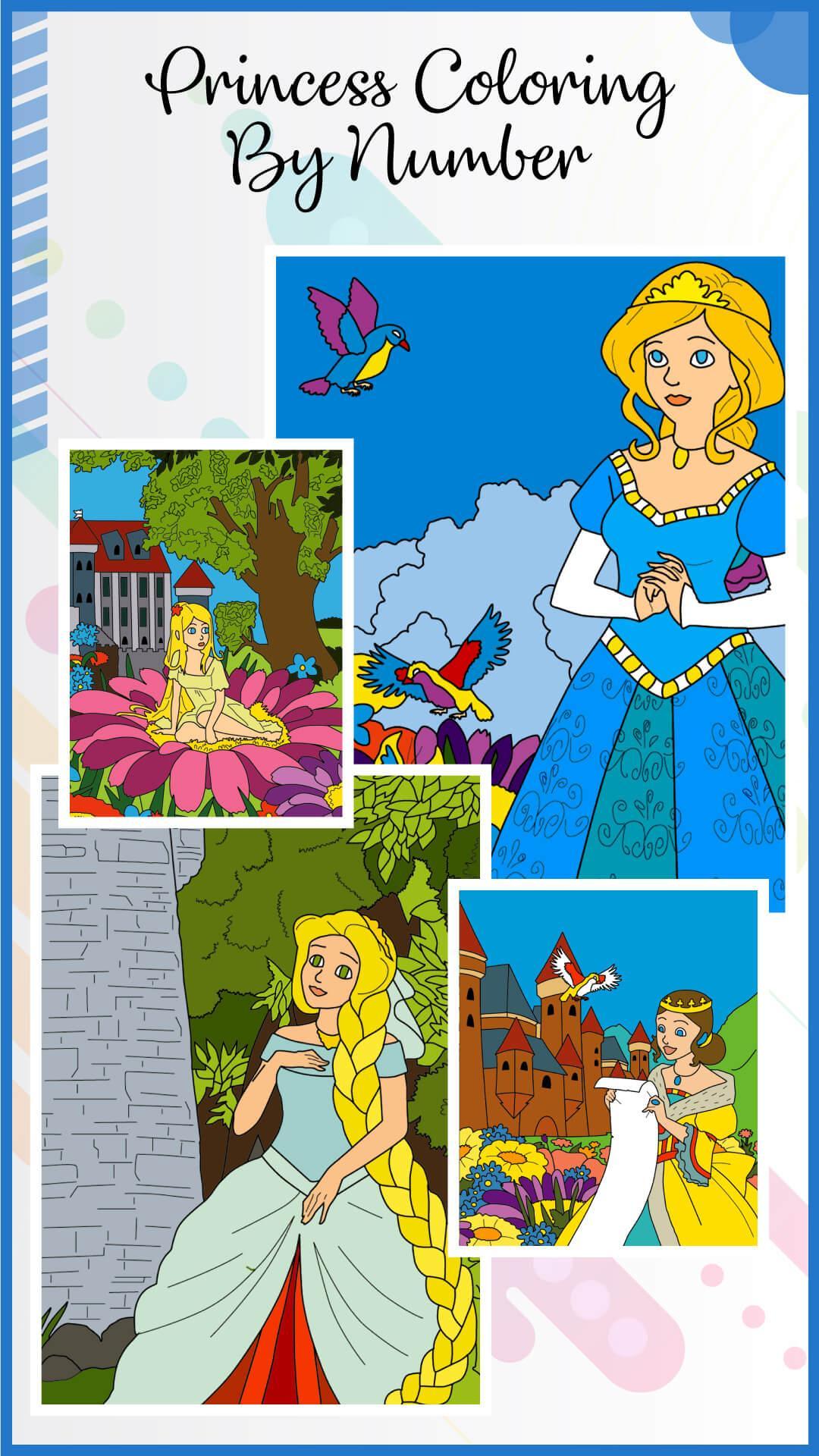 Cartoon Princess Coloring: Color By Numbers 1.0 Screenshot 1