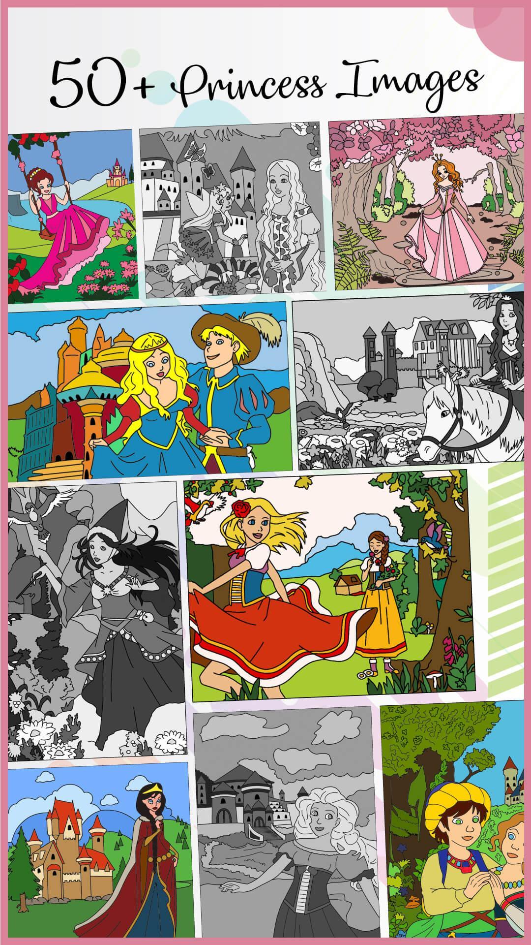 Cartoon Princess Coloring: Color By Numbers 1.0 Screenshot 2