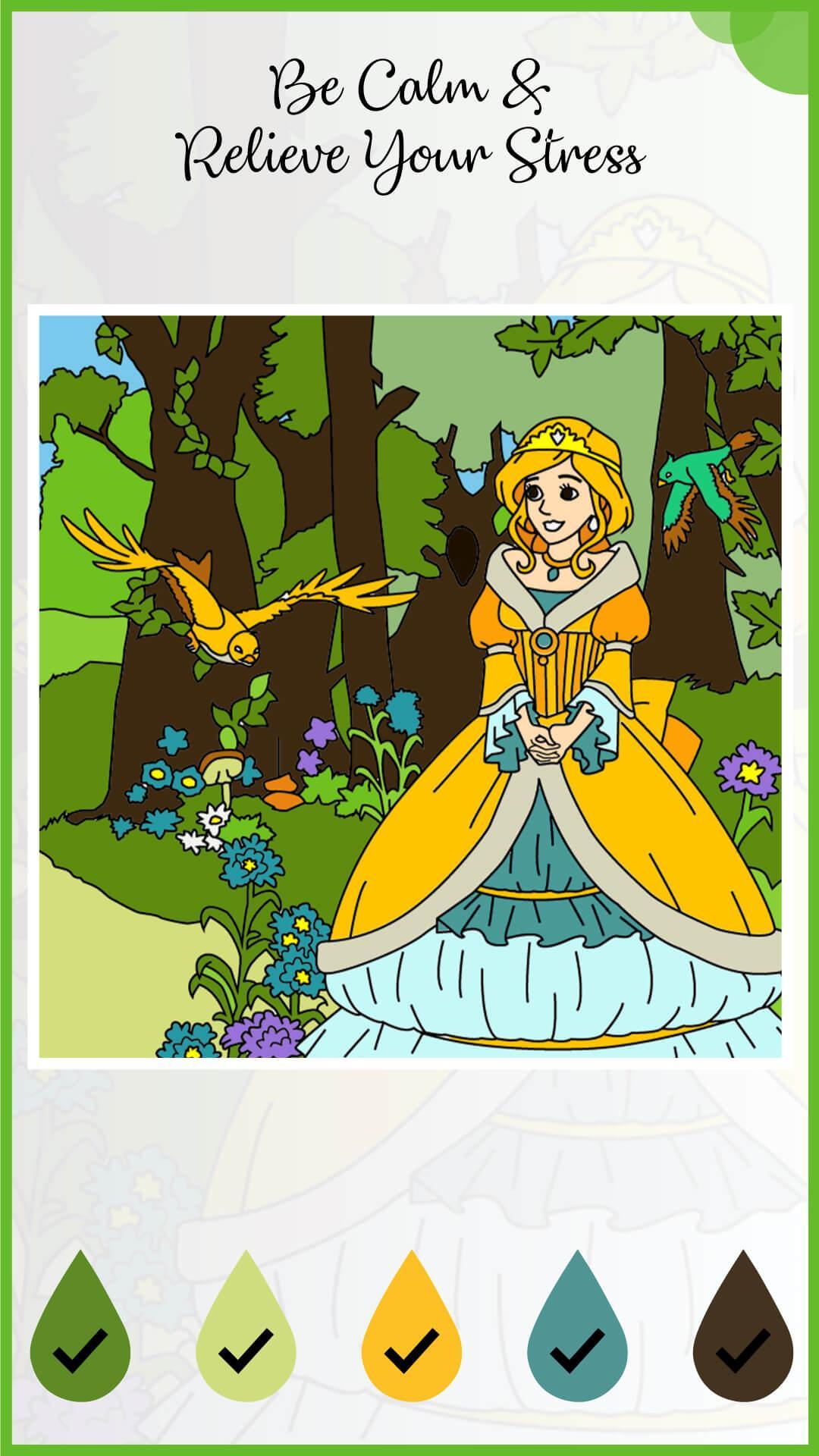 Cartoon Princess Coloring: Color By Numbers 1.0 Screenshot 3