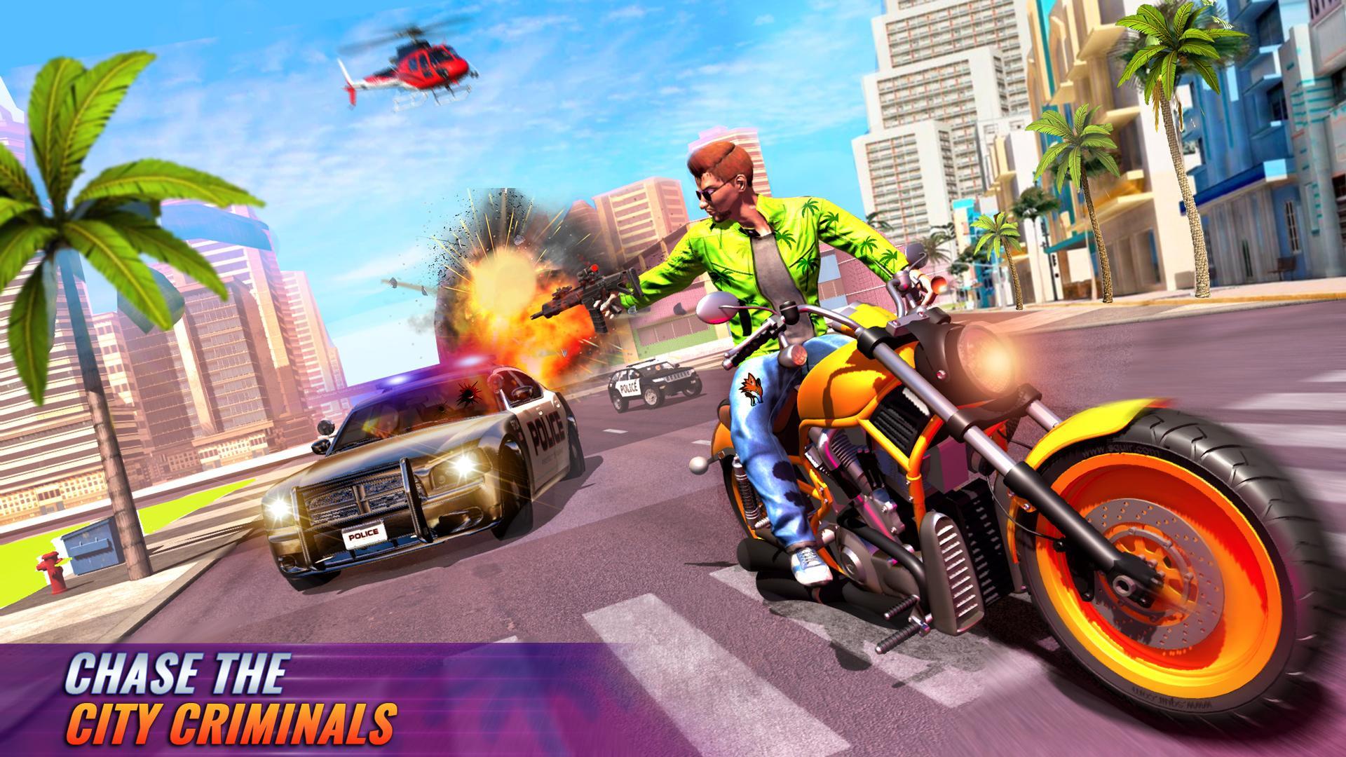 US Police Bike Gangster Chase Crime Shooting Games 1.0.9 Screenshot 1
