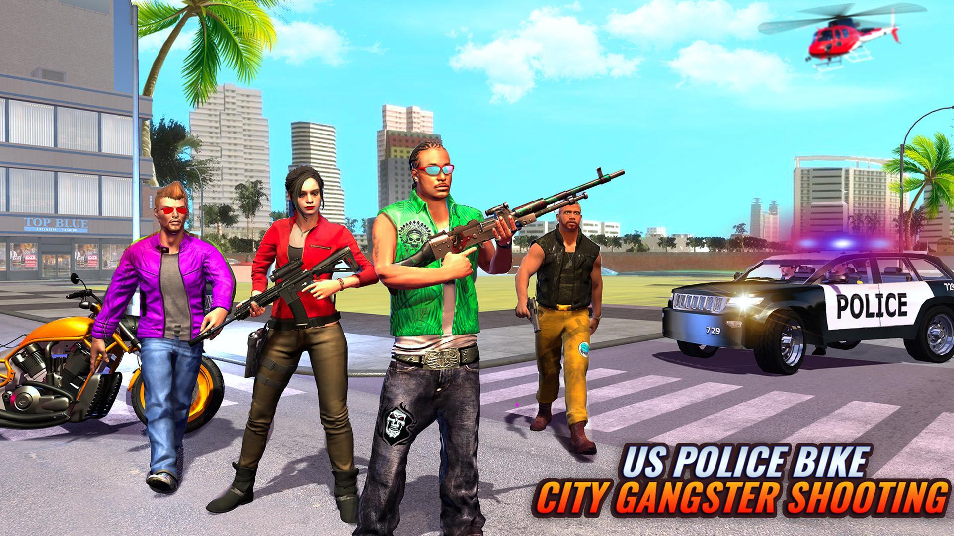 US Police Bike Gangster Chase Crime Shooting Games 1.0.9 Screenshot 5