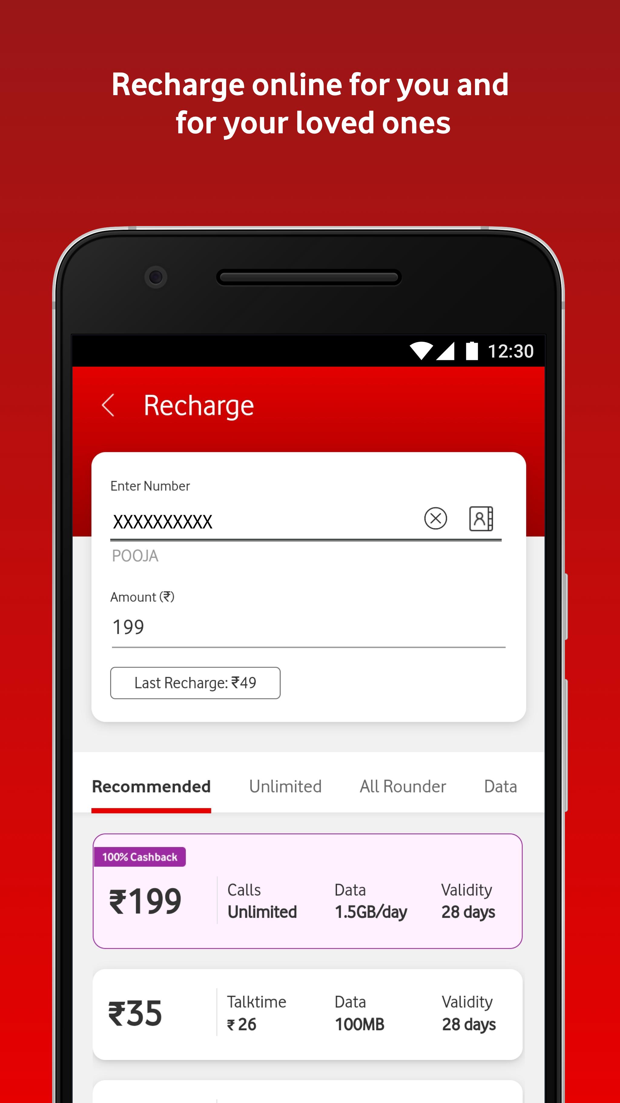 MyVodafone (India) - Online Recharge & Pay Bills 8.0.3.1 Screenshot 2