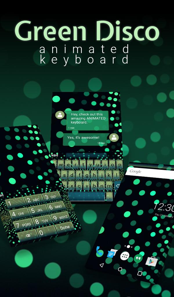 Green Disco Animated Keyboard + Live Wallpaper 3.63 Screenshot 1