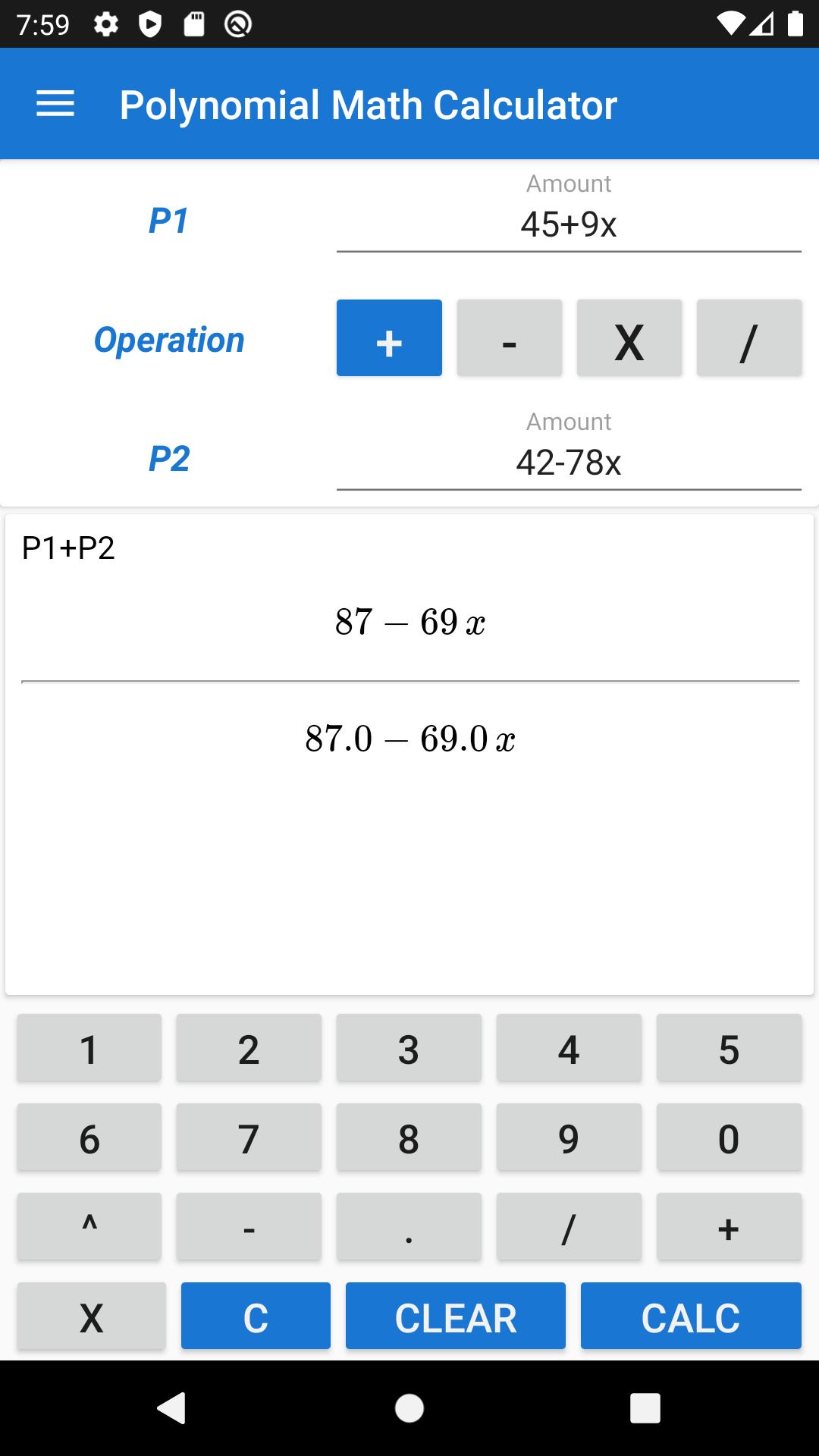 Polynomial Calculator 1.2.0 Screenshot 2