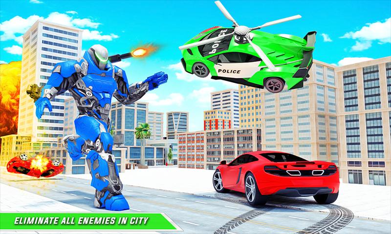 Flying Police Helicopter Car Transform Robot Games 29 Screenshot 3
