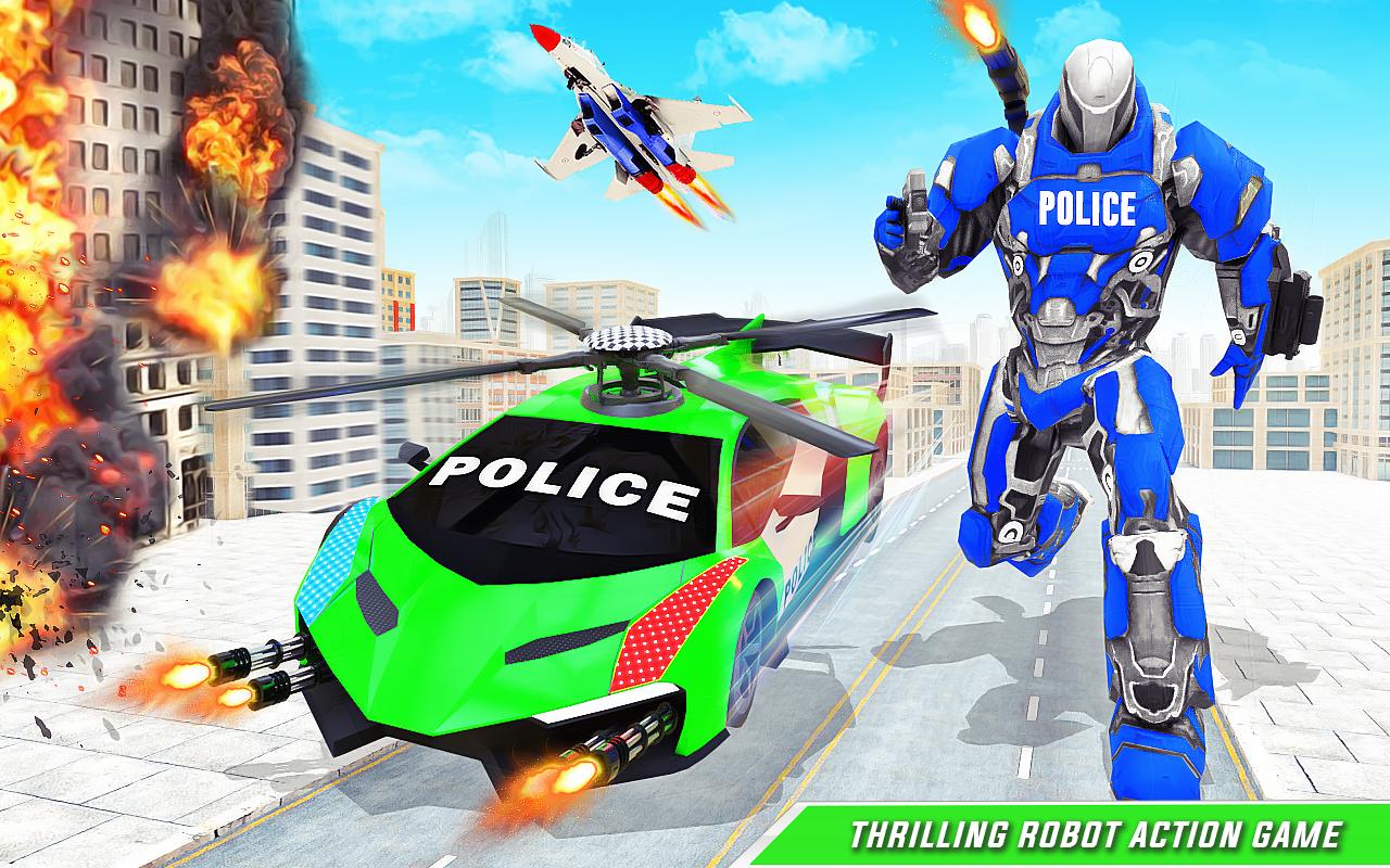 Flying Police Helicopter Car Transform Robot Games 29 Screenshot 7