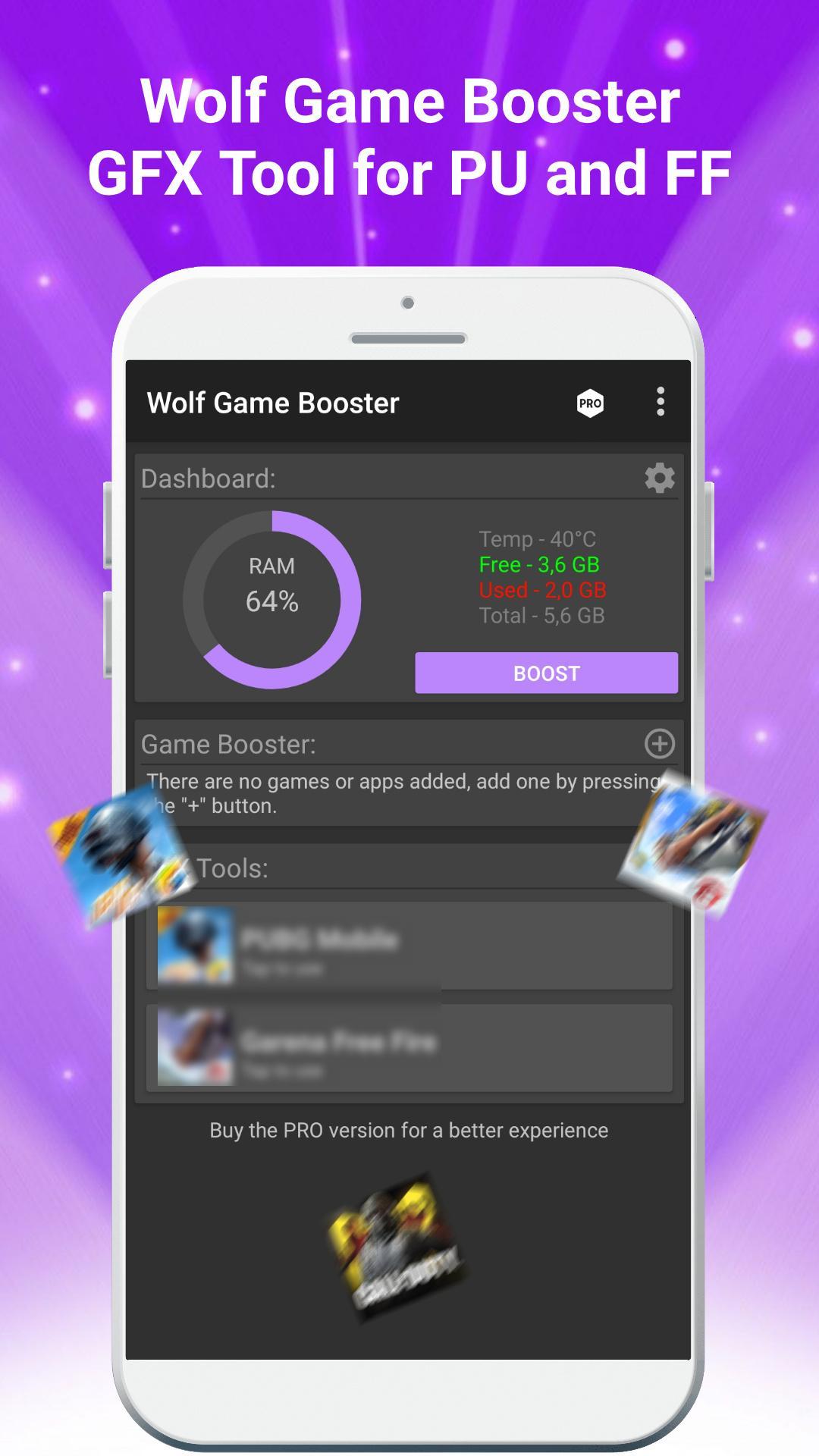 Wolf Game Booster amp; GFX Tool for PU and FF 1.2.3 Screenshot 1