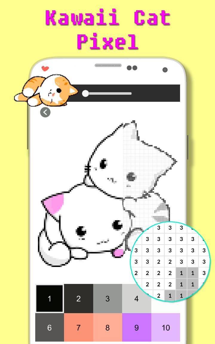 Kawaii Cat Color By Number - Pixel Art 4.0 Screenshot 1