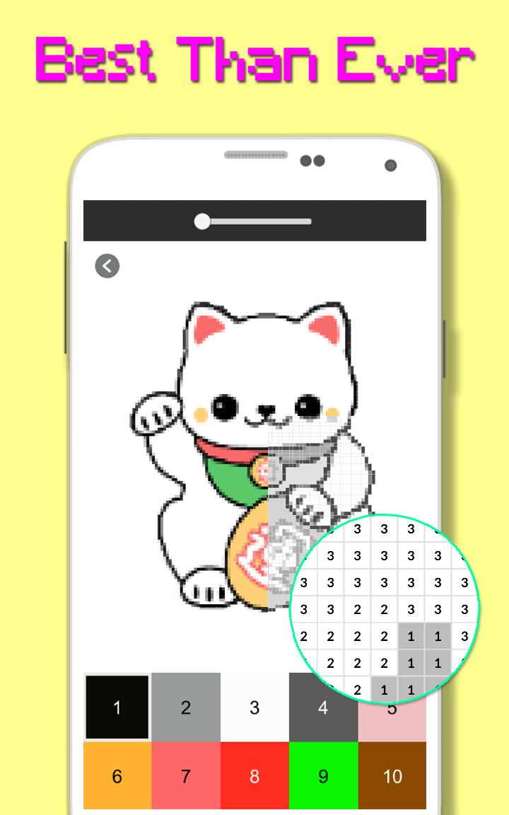 Kawaii Cat Color By Number - Pixel Art 4.0 Screenshot 5