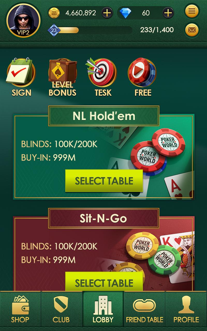 Poker World: Texas hold'em 3.070 Screenshot 1