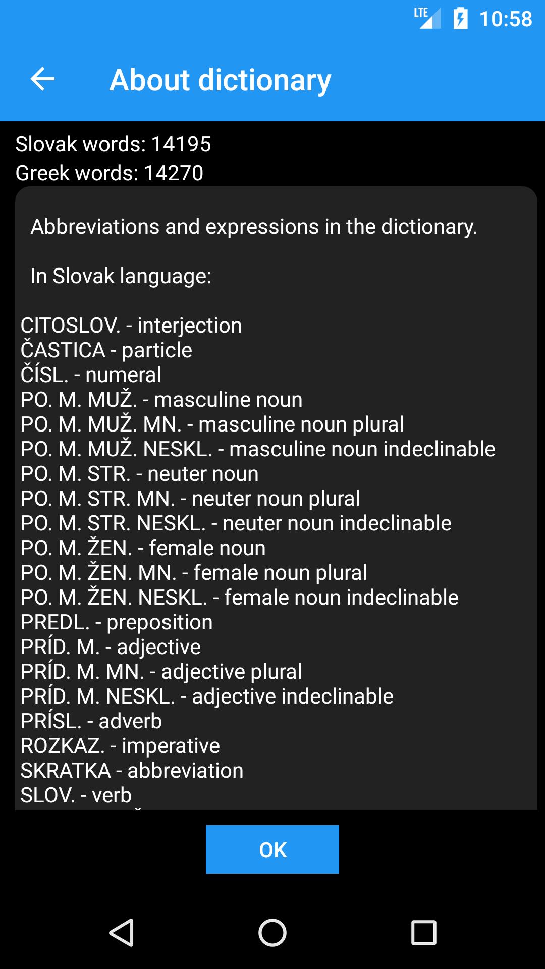 Greek-Slovak dictionary 5.8.1 Screenshot 5