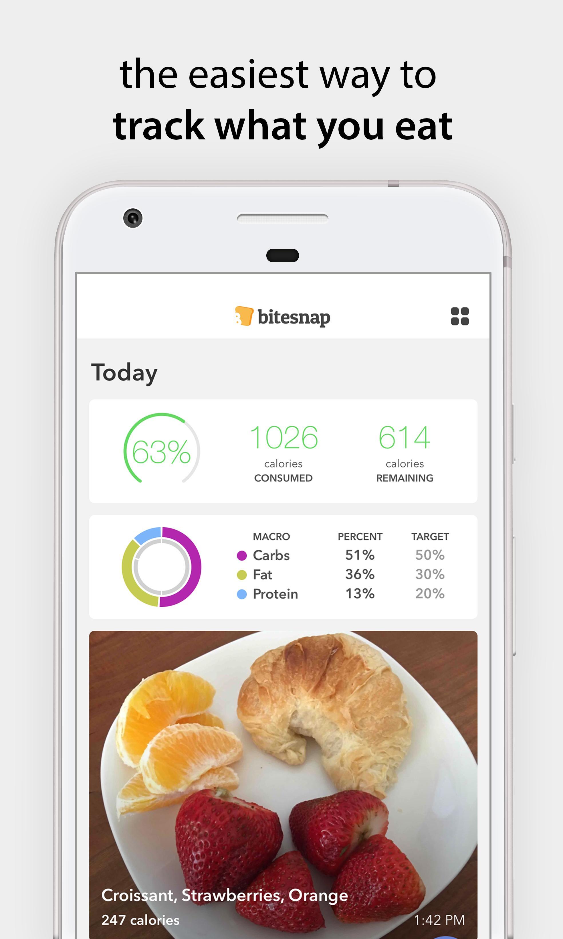 Bitesnap Photo Food Tracker and Calorie Counter 1.6.3 Screenshot 1